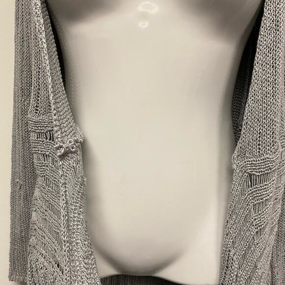 BCBGMAXAZRIA Womens Size M Gray Knit Duster Cardigan Sweater - Picture 8 of 8